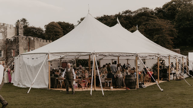 Sailcloth wedding set up in Devon