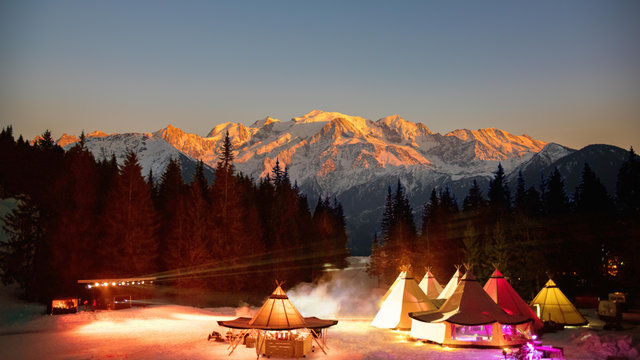 night sky and mountains