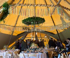 Boho wedding decorations in our tipi tent